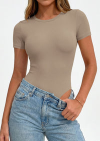 PRETTYGARDEN Body Suits for Womens Summer Tops 2026 Casual Short Sleeve Ribbed Fitted Basic Tee Shirts Spring Fashion Clothes PRETTYGARDEN