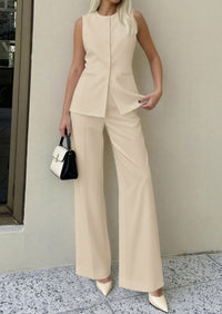 PRETTYGARDEN Women's 2 Piece Sets Summer 2026 Work Clothes Sleeveless Blazer Vest Pants Suits Spring Business Casual Outfits PRETTYGARDEN