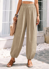 PRETTYGARDEN Womens 2026 Summer Casual Pants High Waisted Loose Wide Leg Palazzo Pockets Lounge Beach Travel Trousers Outfits
