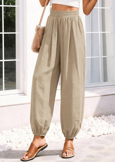 PRETTYGARDEN Womens 2026 Summer Casual Pants High Waisted Loose Wide Leg Palazzo Pockets Lounge Beach Travel Trousers Outfits
