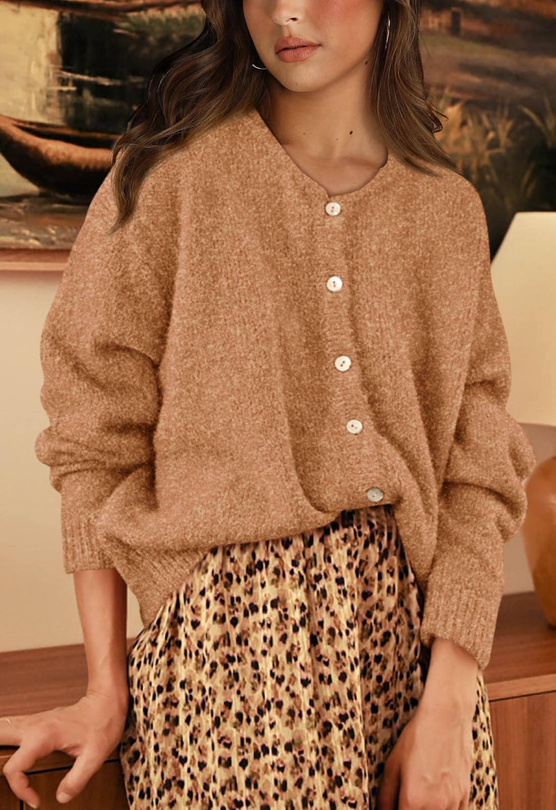 PRETTYGARDEN Long Sleeve Crewneck Button Down Womens Sweaters Fall Open Front Chunky Cardigan Sweaters for Women PRETTYGARDEN