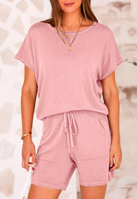 PRETTYGARDEN Two Piece Set for Women Summer Lounge Sets Shorts And Short Sleeve Tops Knitted Matching Travel Spring Outfits PRETTYGARDEN