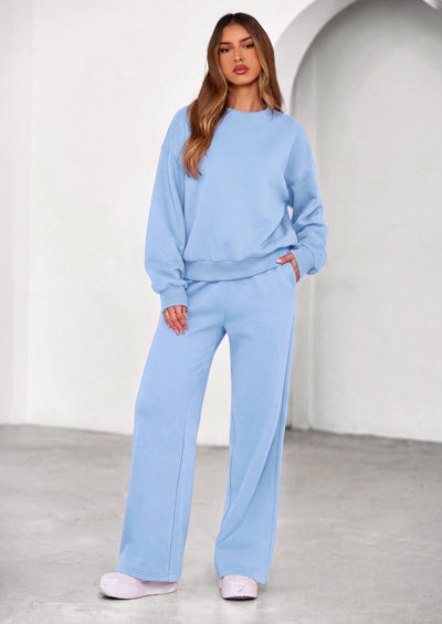 PRETTYGARDEN 2 Piece Lounge Sets for Women Casual Sweatsuits | Soft Stretchy,Drop Shoulder Crew Neck Sweatshirt & Wide Leg Pants,Workout Airport Matching Set Tracksuit,Fall Winter Outfits
