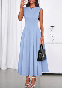 PRETTYGARDEN Sleeveless Crewneck Summer Maxi Dresses for Women Elegant Classy Semi Formal A Line Modest Party Dress PRETTYGARDEN