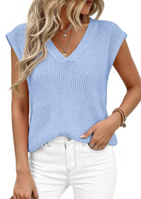 PRETTYGARDEN Women's Lightweight Sweaters Vest Spring Trendy Cap Sleeve V Neck Knit Tank Tops Summer Going Out Outfits PRETTYGARDEN
