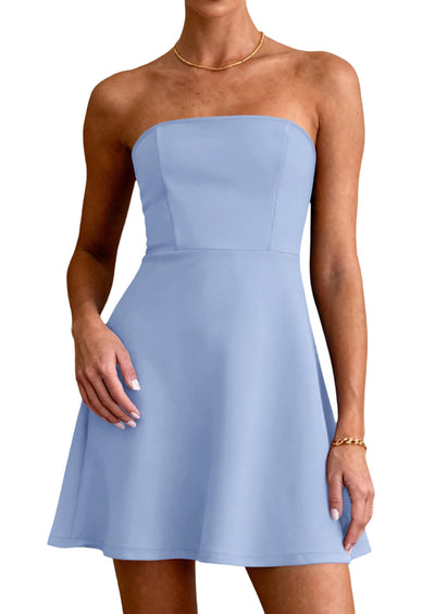 PRETTYGARDEN Women's Strapless Mini Summer Dress Spring A Line Tube Top Sundress Cocktail Party Short Dresses PRETTYGARDEN