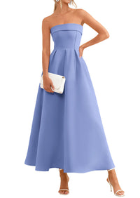 PRETTYGARDEN Cocktail Dresses for Women Summer Formal Elegant Tube Top Strapless Spring Wedding Guest Party Midi Dress PRETTYGARDEN