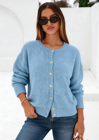 PRETTYGARDEN Long Sleeve Crewneck Button Down Womens Sweaters Fall Open Front Chunky Cardigan Sweaters for Women