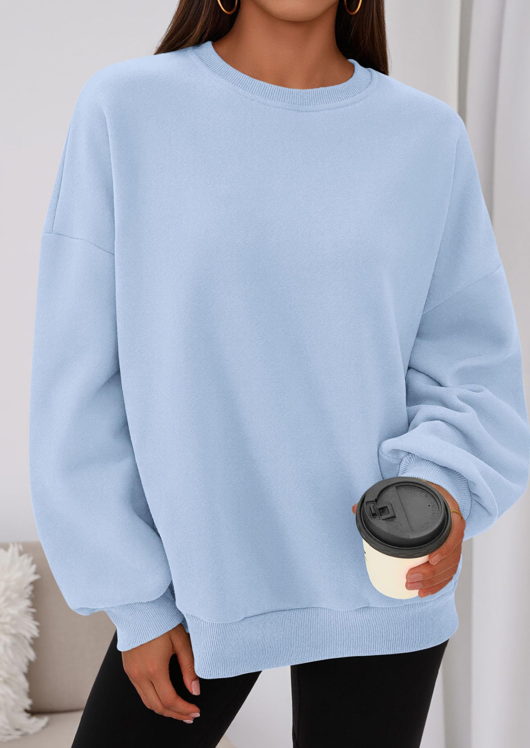 PRETTYGARDEN Sweatshirts for Women Oversized Crewneck Fleece Pullover Long Sleeve Tops Comfy Fall Winter Fashion Outfits