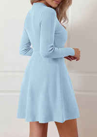 PRETTYGARDEN Womens Mock Neck Long Sleeve Sweater Mini Dress | Soft Ribbed Knit Flared A‑Line, Elegant Fall Winter Dresses for Wedding Guest, Cocktail & Holiday Party Casual Outfits