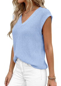 PRETTYGARDEN Women's Lightweight Sweaters Vest Spring Trendy Cap Sleeve V Neck Knit Tank Tops Summer Going Out Outfits PRETTYGARDEN
