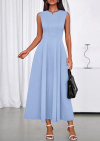 PRETTYGARDEN Sleeveless Crewneck Summer Maxi Dresses for Women Elegant Classy Semi Formal A Line Modest Party Dress PRETTYGARDEN