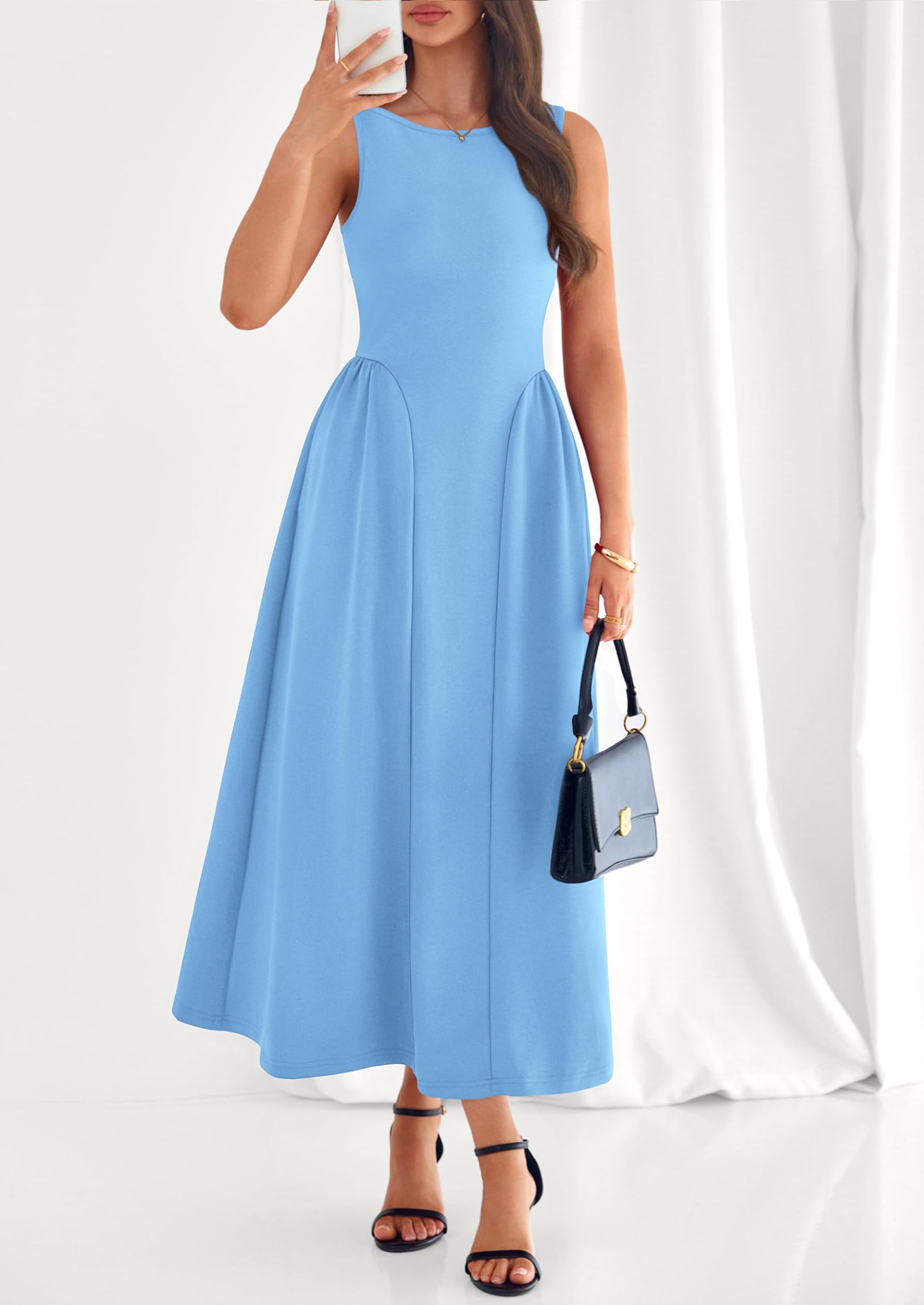 PRETTYGARDEN Summer Sleeveless Maxi Dresses for Women Elegant Classy A Line Tank Formal Midi Long Wedding Guest Dress PRETTYGARDEN