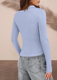 PRETTYGARDEN Womens Button Down Shirts V Neck Collared Ruched Slim Fit Long Sleeve Shirt Casual Fall Fashion Ladies Tops PRETTYGARDEN