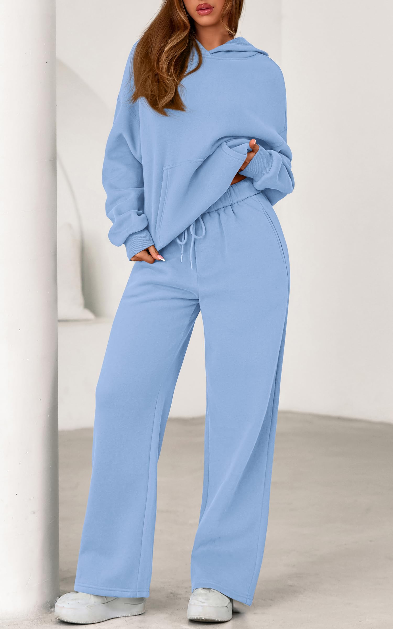 PRETTYGARDEN Women's 2 Piece Outfits Fall Sweatsuits Oversized Hoodies Wide Leg Sweatpants Tracksuits Lounge Matching Sets PRETTYGARDEN