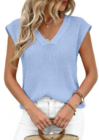 PRETTYGARDEN Women's Lightweight Sweaters Vest Spring Trendy Cap Sleeve V Neck Knit Tank Tops Summer Going Out Outfits PRETTYGARDEN