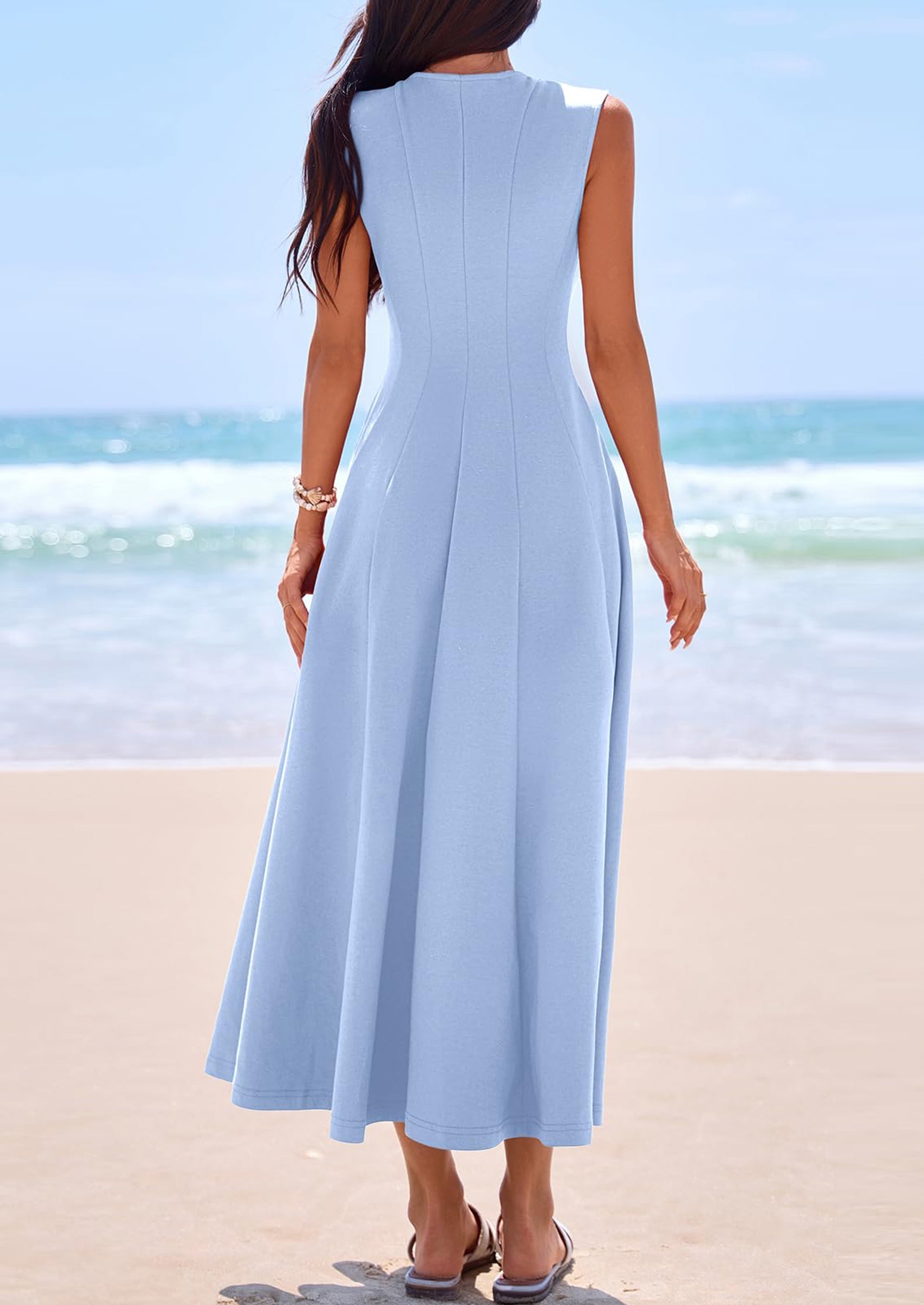 PRETTYGARDEN Sleeveless Crewneck Summer Maxi Dresses for Women Elegant Classy Semi Formal A Line Modest Party Dress PRETTYGARDEN