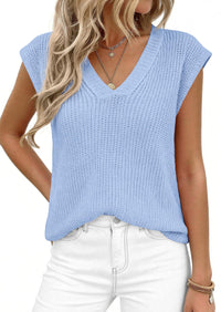 PRETTYGARDEN Women's Lightweight Sweaters Vest Spring Trendy Cap Sleeve V Neck Knit Tank Tops Summer Going Out Outfits PRETTYGARDEN