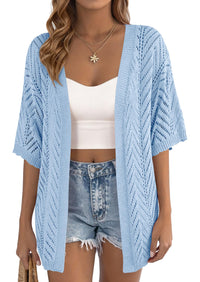 PRETTYGARDEN Summer Cardigan Sweaters for Women Lightweight  Short Sleeve Knit Coverup Spring Beach Vacation Clothes PRETTYGARDEN