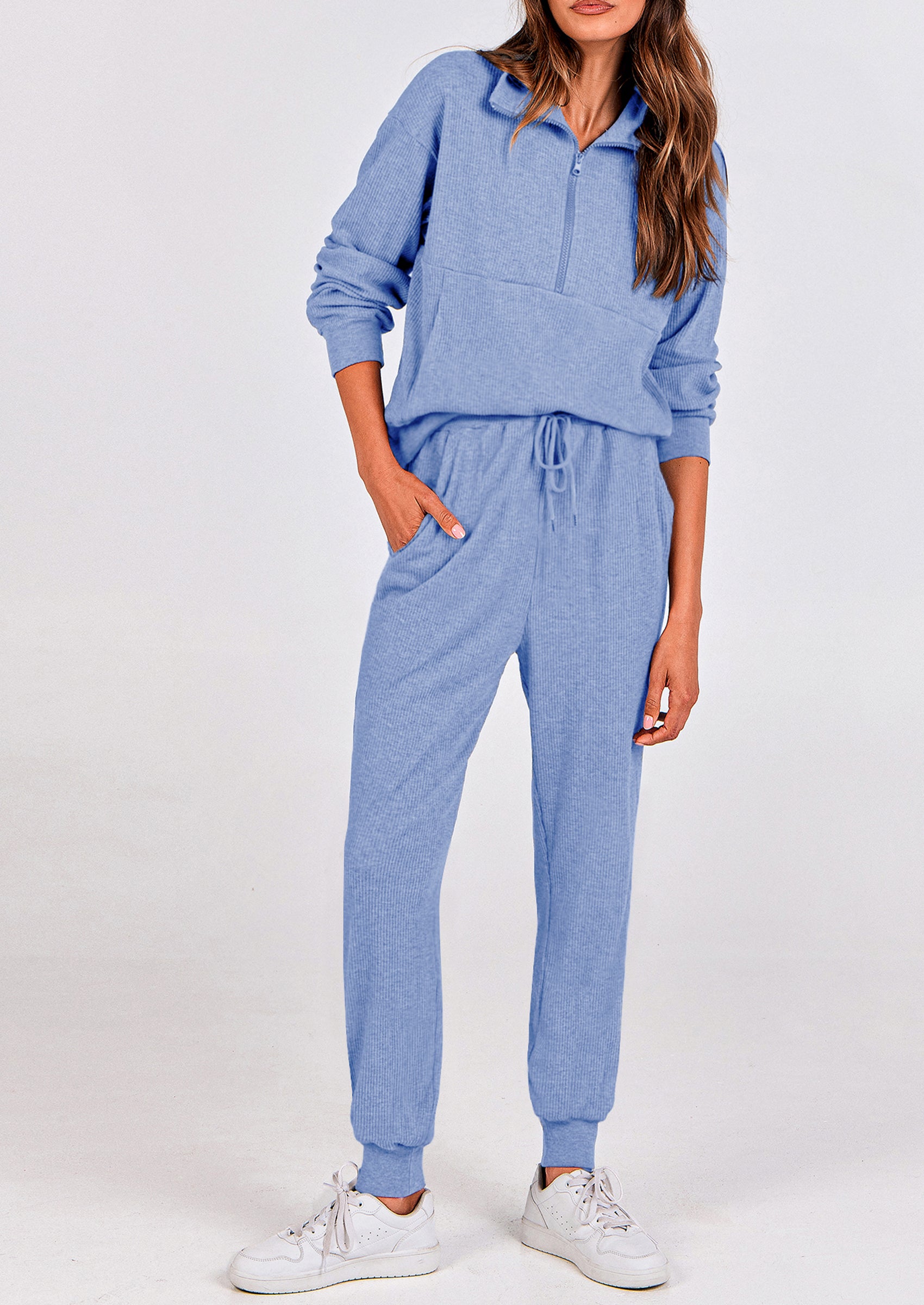 PRETTYGARDEN Women's Fall 2 Piece Lounge Sets Zip Up Sweatshirt Jogger Pants Sweat Track Suits Travel Outfit Winter Clothing