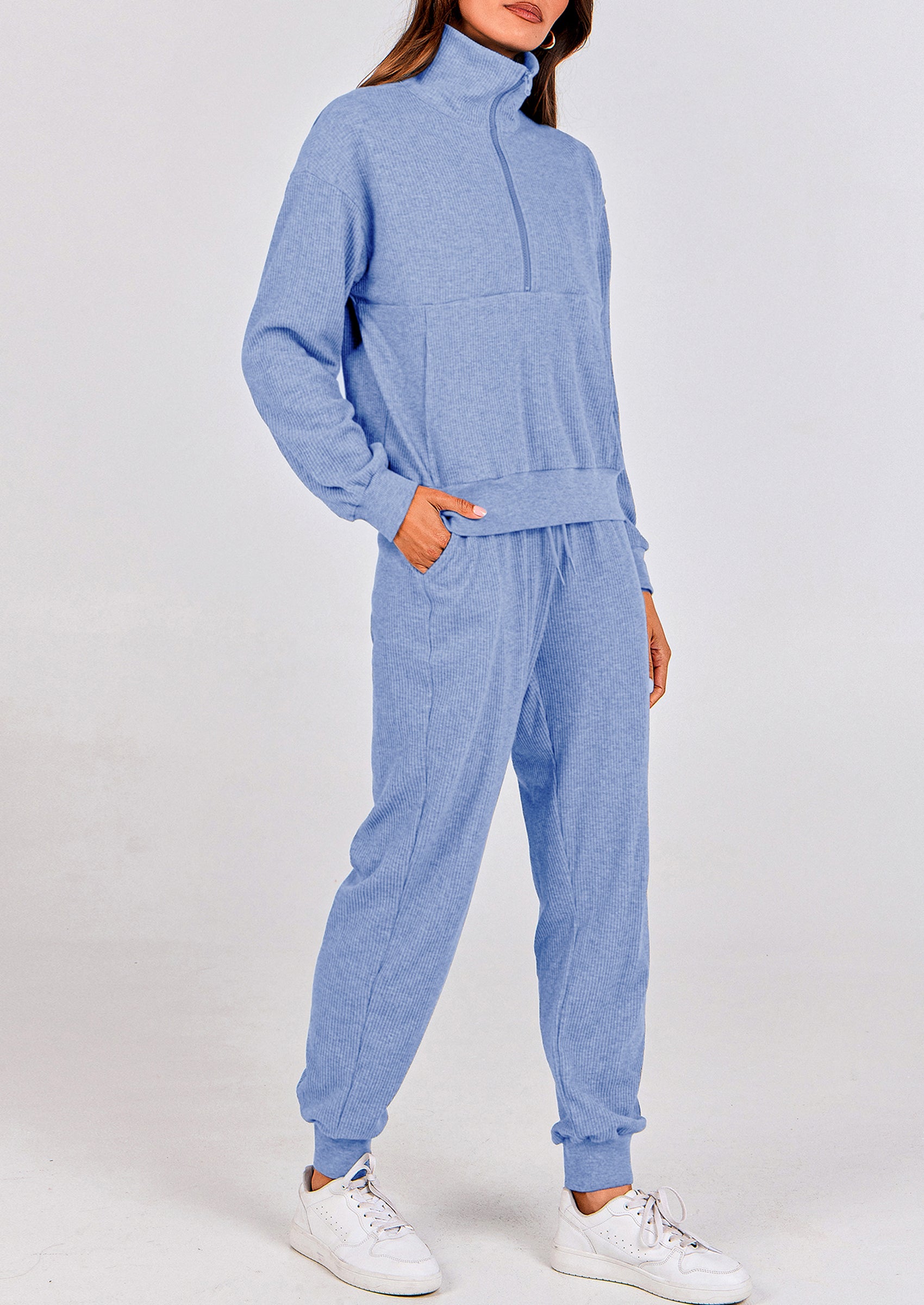 PRETTYGARDEN Women's Fall 2 Piece Lounge Sets Zip Up Sweatshirt Jogger Pants Sweat Track Suits Travel Outfit Winter Clothing