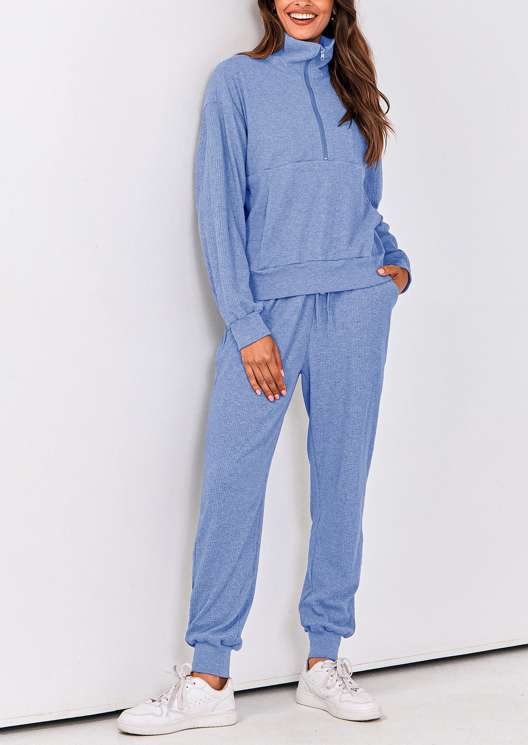 PRETTYGARDEN Women's Fall 2 Piece Lounge Sets Zip Up Sweatshirt Jogger Pants Sweat Track Suits Travel Outfit Winter Clothing