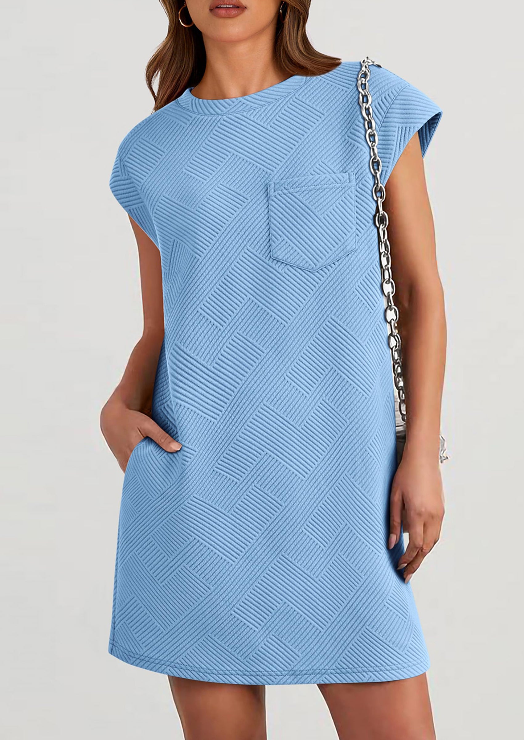 PRETTYGARDEN Women's Summer Short T Shirt Dress Cap Sleeve Crew Neck Casual Loose Basic Mini Dresses