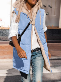 PRETTYGARDEN Womens Fall Reversible Vests Sleeveless Fleece Jacket Zip Up Hoodie Pockets Long Warm Winter Coat Outerwear