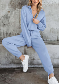 PRETTYGARDEN Women's 2 Piece Sweater Set Pullover Zip Up Sweatshirt Jogger Sweatpants Tracksuit Casual Outfit