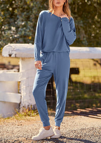 PRETTYGARDEN Women's Fall 2 Piece Lounge Set Long Sleeve Tops Ribbed Pants Spring Matching Sweatsuit Travel Outfits Clothes