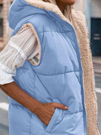 PRETTYGARDEN Womens Fall Reversible Vests Sleeveless Fleece Jacket Zip Up Hoodie Pockets Long Warm Winter Coat Outerwear