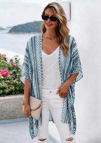 PRETTYGARDEN Summer Kimonos for Women Boho Floral Short Sleeve Kimono Cardigans Swimsuit Beach Cover Ups for Women Swimwear PRETTYGARDEN