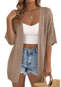 PRETTYGARDEN Summer Cardigan Sweaters for Women Lightweight  Short Sleeve Knit Coverup Spring Beach Vacation Clothes PRETTYGARDEN