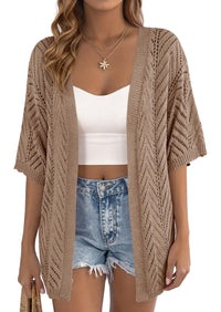 PRETTYGARDEN Summer Cardigan Sweaters for Women Lightweight  Short Sleeve Knit Coverup Spring Beach Vacation Clothes PRETTYGARDEN