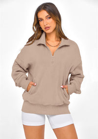PRETTYGARDEN Womens Half Zip Oversized Sweatshirts Fleece Hoodies Trendy Long Sleeve Pullover Tops Y2k Spring Outfits