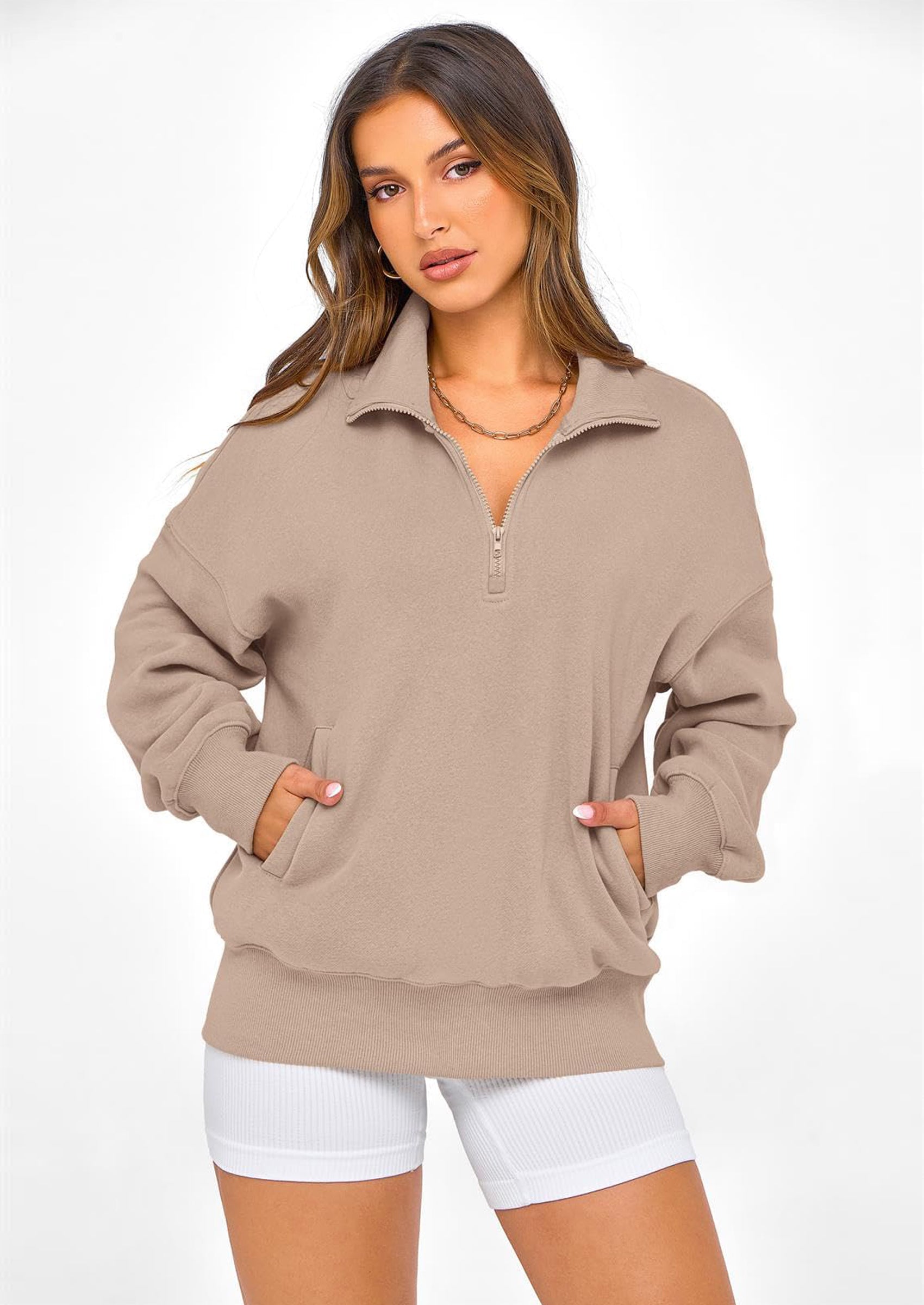 PRETTYGARDEN Womens Half Zip Oversized Sweatshirts Fleece Hoodies Trendy Long Sleeve Pullover Tops Y2k Spring Outfits
