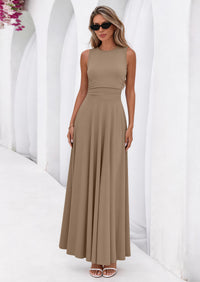 PRETTYGARDEN Womens Spring Dresses Casual Sleeveless Crewneck Aline Maxi Dress Stretch Tank Flowy Long Dresses