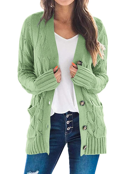 PRETTYGARDEN Women's Open Front Cardigan Sweaters Fall Fashion Button Down Cable Knit Chunky Winter Outerwear Coats