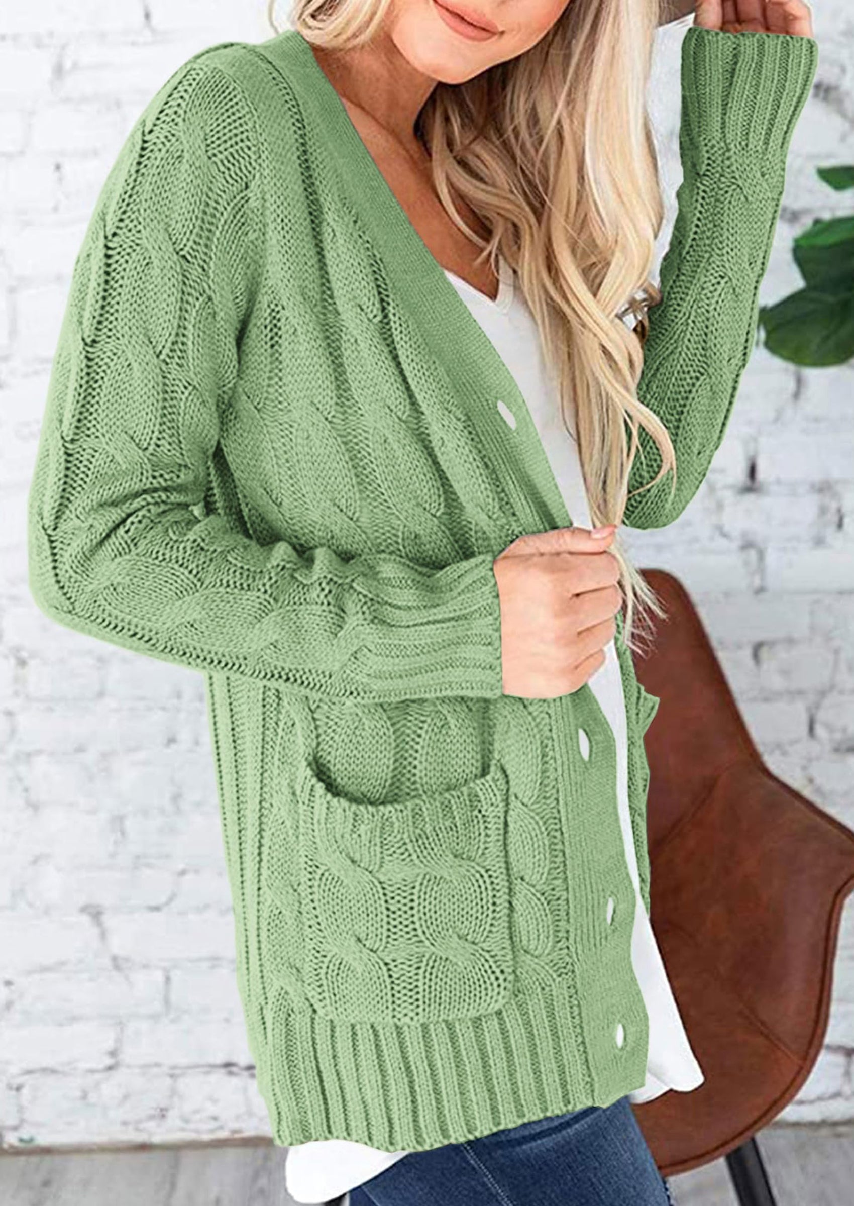 PRETTYGARDEN Women's Open Front Cardigan Sweaters Fall Fashion Button Down Cable Knit Chunky Winter Outerwear Coats