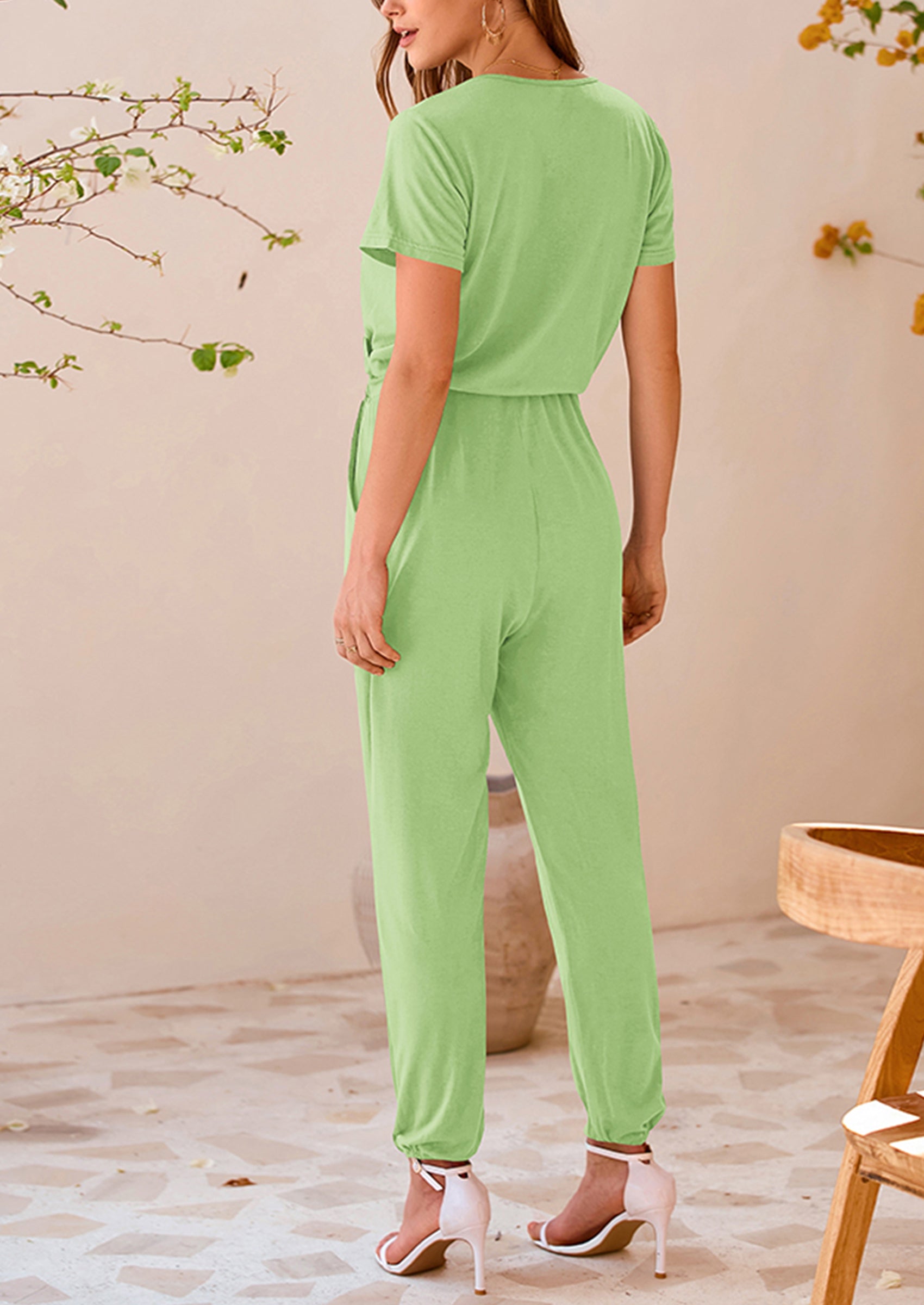 PRETTYGARDEN Jumpsuits for Women Dressy Summer Casual Short Sleeve Romper Spring Airport Beach Vacation Travel Outfits