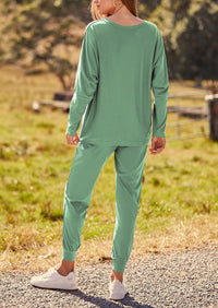 PRETTYGARDEN Women's Fall 2 Piece Lounge Set Long Sleeve Tops Ribbed Pants Spring Matching Sweatsuit Travel Outfits Clothes