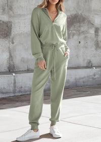 PRETTYGARDEN Women's 2 Piece Sweater Set Pullover Zip Up Sweatshirt Jogger Sweatpants Tracksuit Casual Outfit