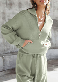 PRETTYGARDEN Women's 2 Piece Sweater Set Pullover Zip Up Sweatshirt Jogger Sweatpants Tracksuit Casual Outfit