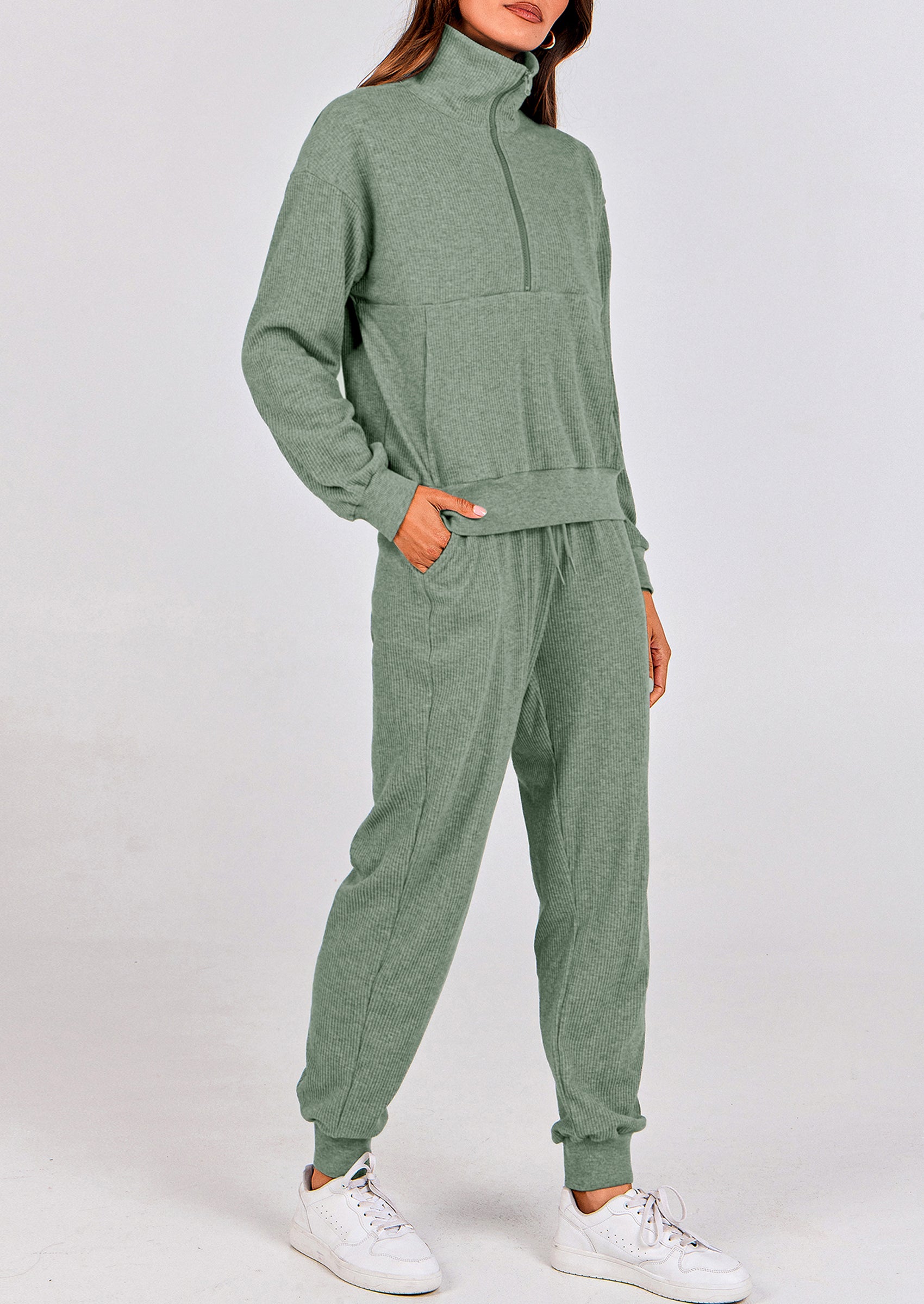 PRETTYGARDEN Women's Fall 2 Piece Lounge Sets Zip Up Sweatshirt Jogger Pants Sweat Track Suits Travel Outfit Winter Clothing