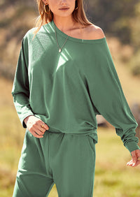 PRETTYGARDEN Women's Fall 2 Piece Lounge Set Long Sleeve Tops Ribbed Pants Spring Matching Sweatsuit Travel Outfits Clothes