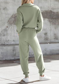 PRETTYGARDEN Women's 2 Piece Sweater Set Pullover Zip Up Sweatshirt Jogger Sweatpants Tracksuit Casual Outfit