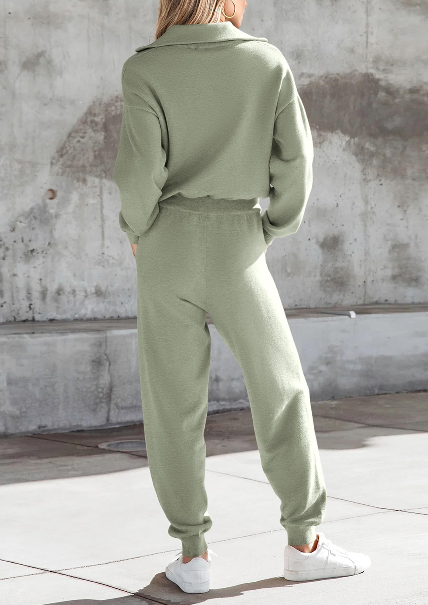 PRETTYGARDEN Women's 2 Piece Sweater Set Pullover Zip Up Sweatshirt Jogger Sweatpants Tracksuit Casual Outfit