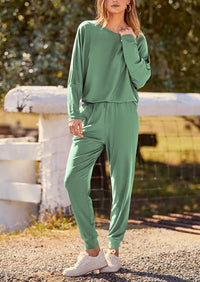 PRETTYGARDEN Women's Fall 2 Piece Lounge Set Long Sleeve Tops Ribbed Pants Spring Matching Sweatsuit Travel Outfits Clothes