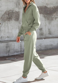 PRETTYGARDEN Women's 2 Piece Sweater Set Pullover Zip Up Sweatshirt Jogger Sweatpants Tracksuit Casual Outfit