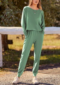 PRETTYGARDEN Women's Fall 2 Piece Lounge Set Long Sleeve Tops Ribbed Pants Spring Matching Sweatsuit Travel Outfits Clothes